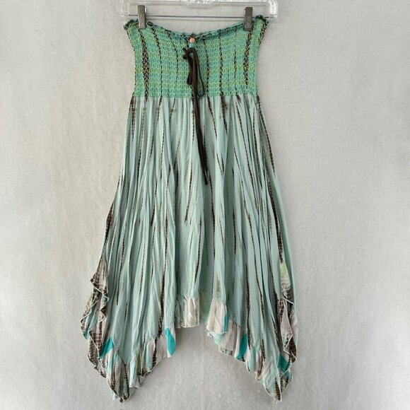 American Rag Cie Tube Dress Womens L Green Smocked A Line Boho Summer Stretch - Picture 1 of 7